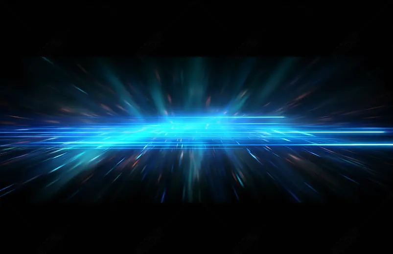 现实的横向蓝线光速激流快速移动电尾在透明背景上隔离的孤立矢量说明汽车快速运动轨迹效果现实的横向蓝线光快速运动力尾透明背景上的孤立