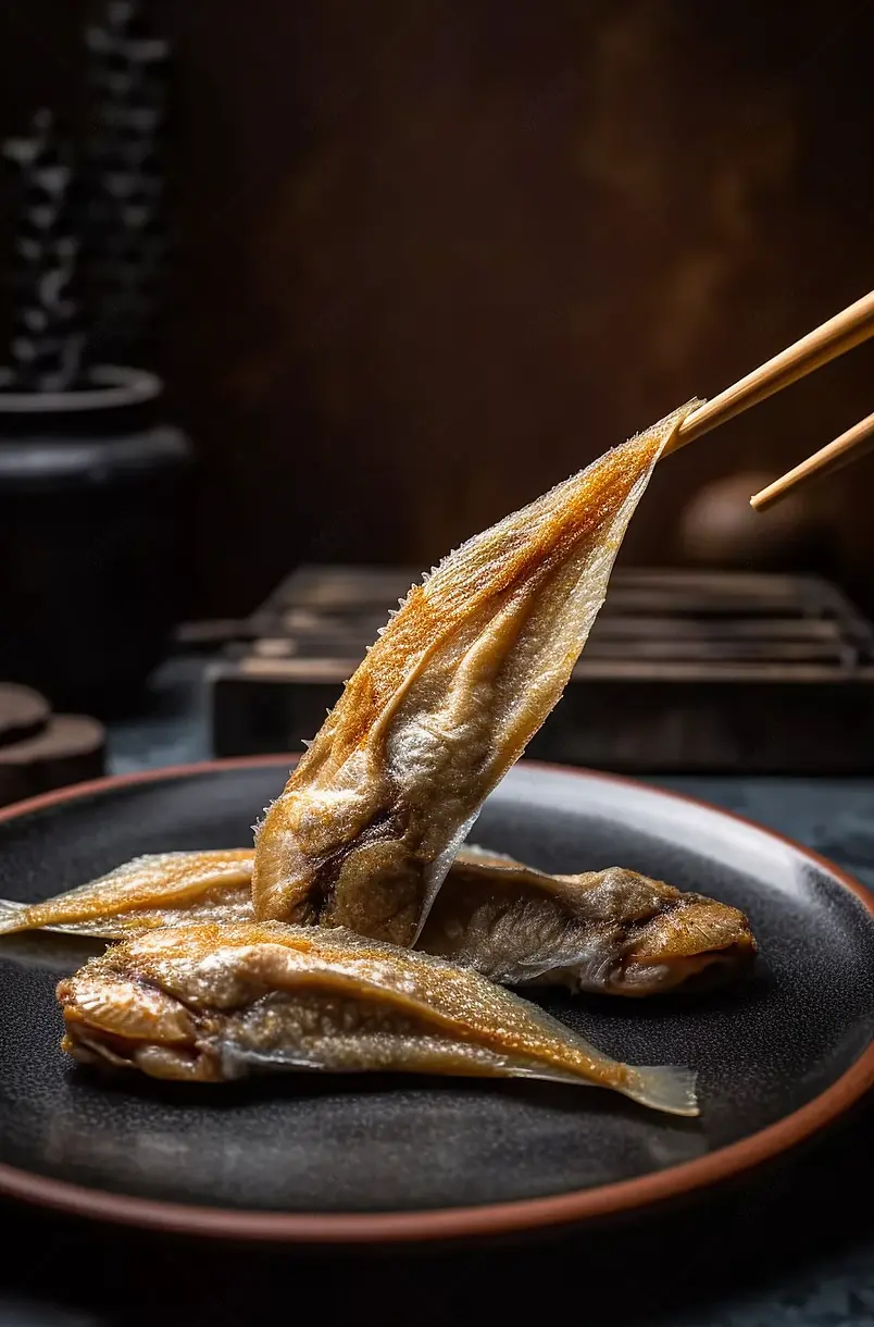 盘子里的香酥小黄鱼鱼干