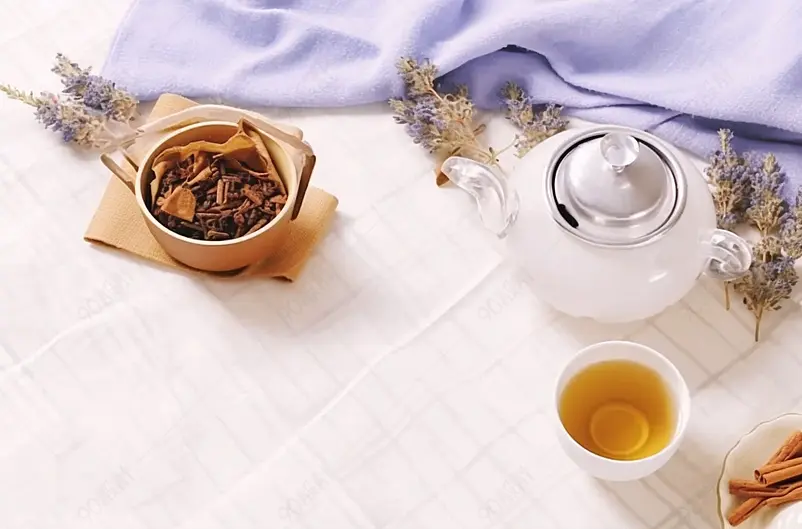 白色背景茶具泡茶养生茶减肥茶茶叶实拍图