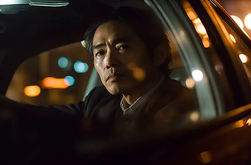 商务男士驾驶汽车
