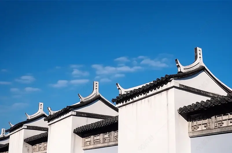 白墙黑瓦马头墙建筑结构古老的中国文化遗产