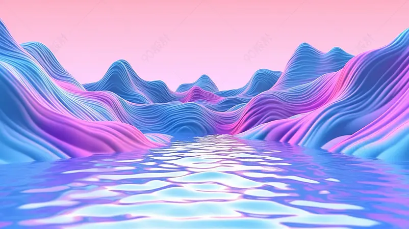多彩渐变的奇异山脉地形壁纸