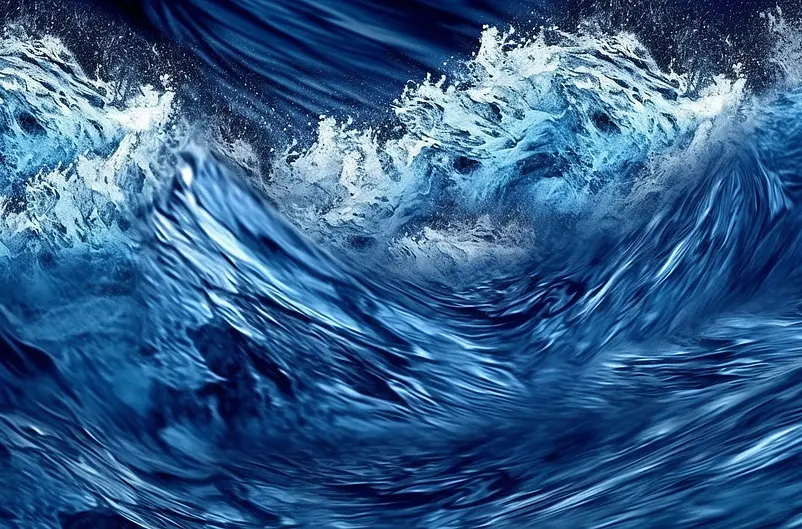蓝色渐变海面浪花纹理背景