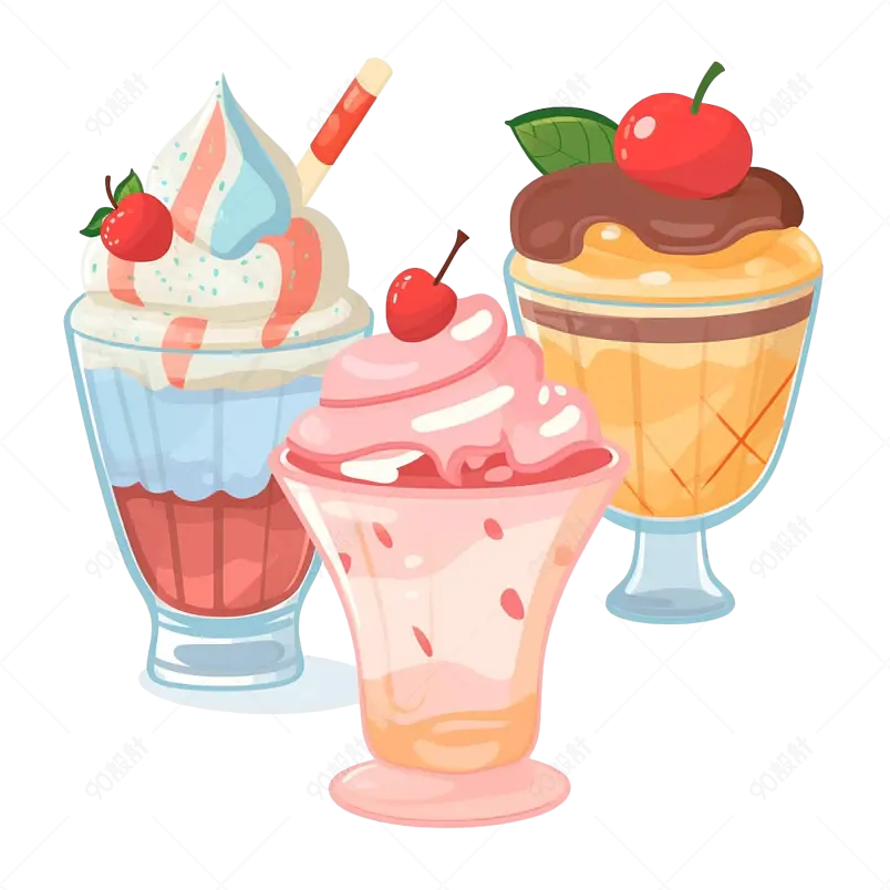 夏季凉爽粉色冰淇淋杯元素