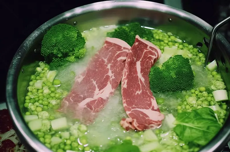 潮汕牛肉火锅中国传统美食摄影图