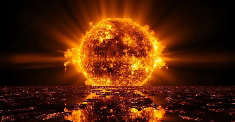 太阳特写显示太阳表面活动和日冕