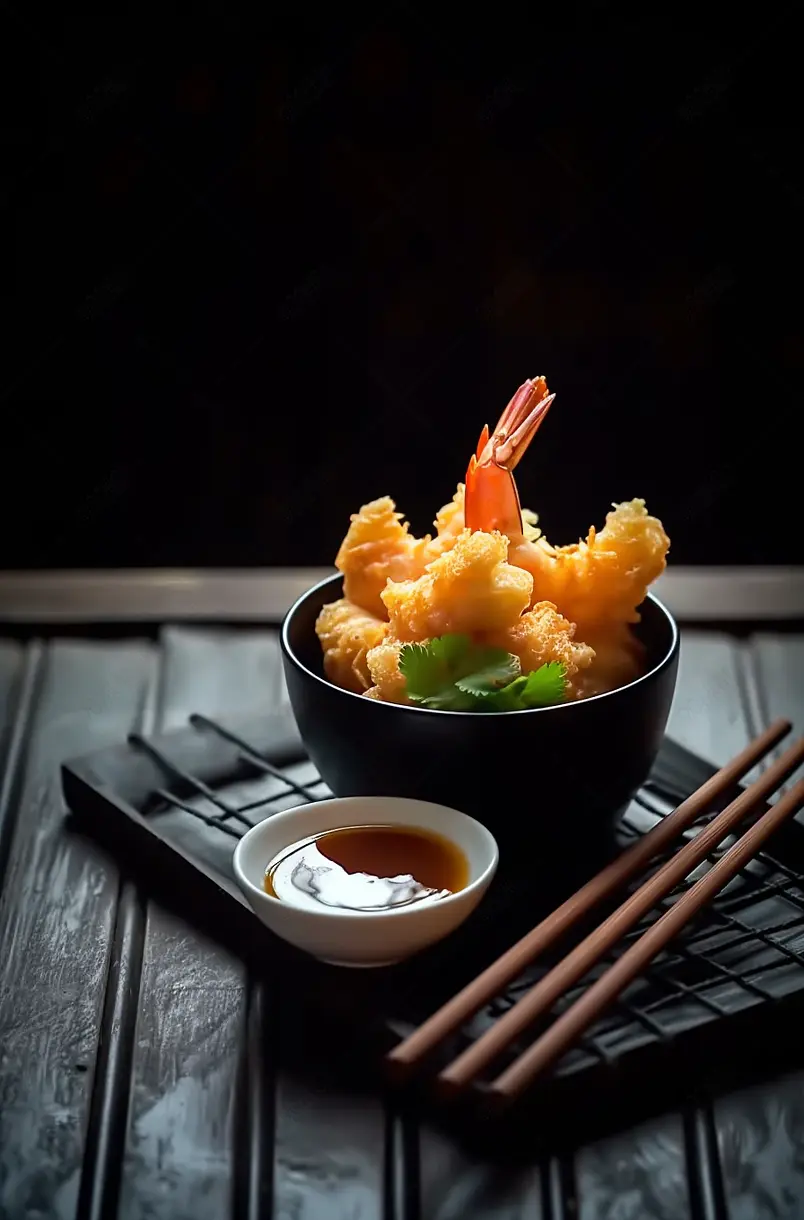 餐前小菜炸虾食物食品实拍摄影图