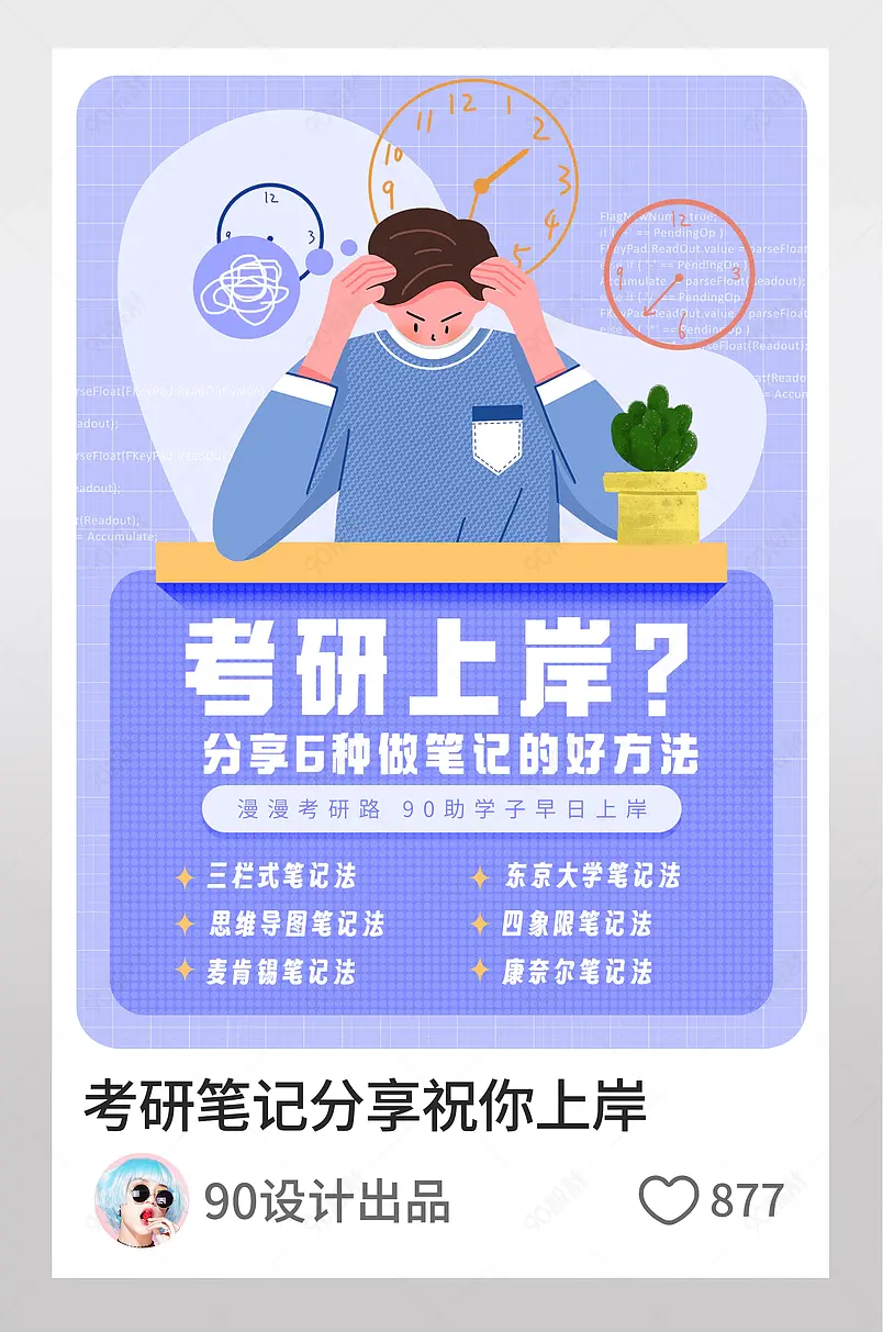 小红书考研笔记分享祝你上岸图文封面
