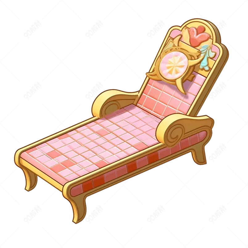 粉色休闲长椅装饰元素