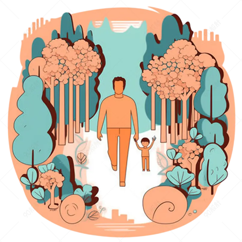 卡通人物父亲节快乐插画海报