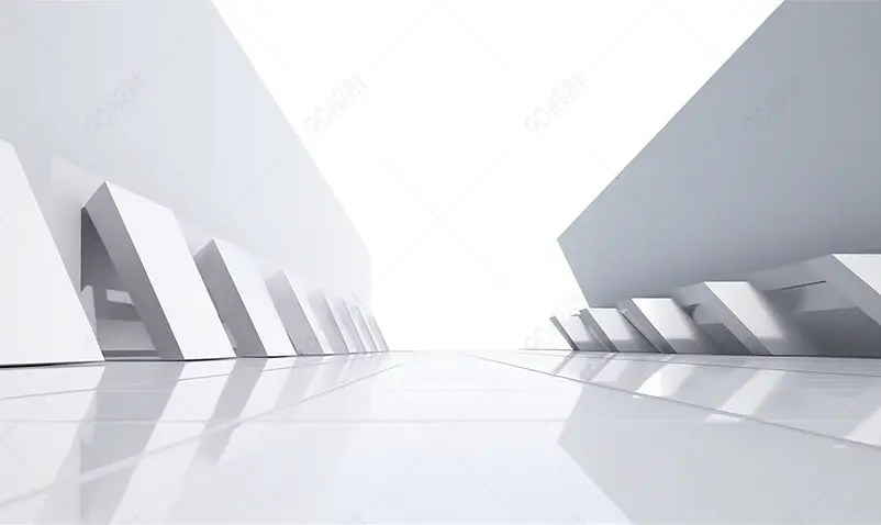 白色场景3D渲染的汽车广告场景图