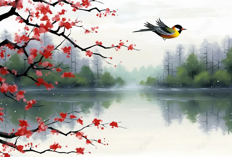 二十四节气春分山水画