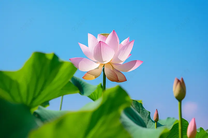 炎炎夏日下立夏清新的荷花背景图