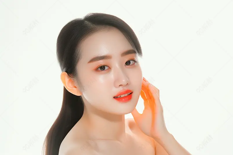 脸部保养美女美容护肤动作高清图片摄影图