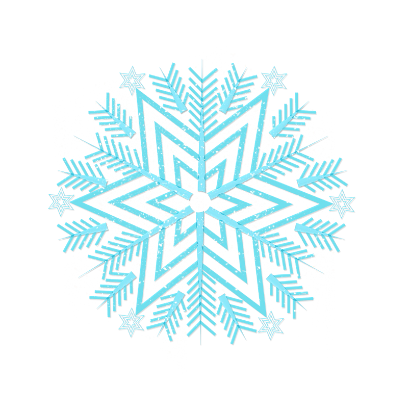 冬天立体雪花蓝色雪花冰晶免抠素材