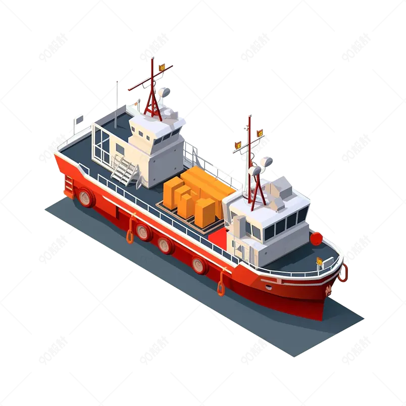 海上交通运输工具2.5d矢量