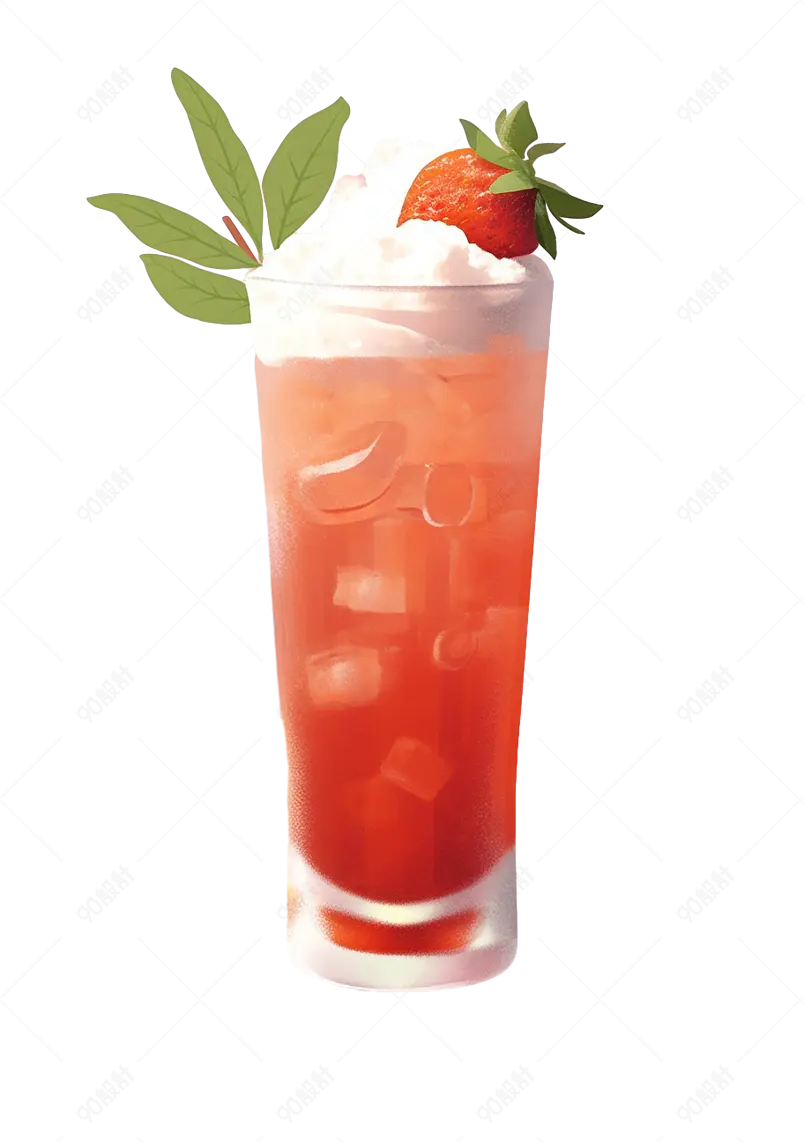 粉色夏季凉爽饮品草莓口味果茶