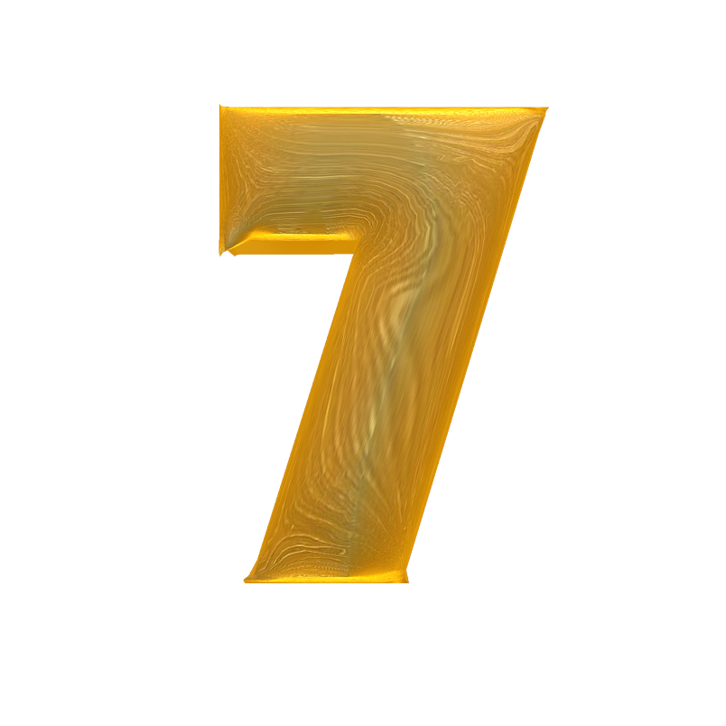 金色立体字7艺术字PNG 素材