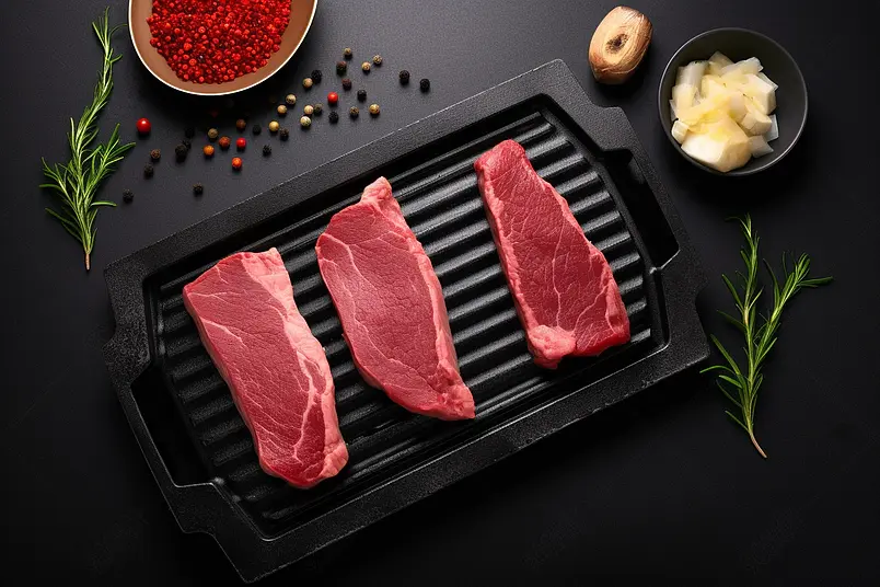 新鲜的韩式烤肉传统美食摄影图