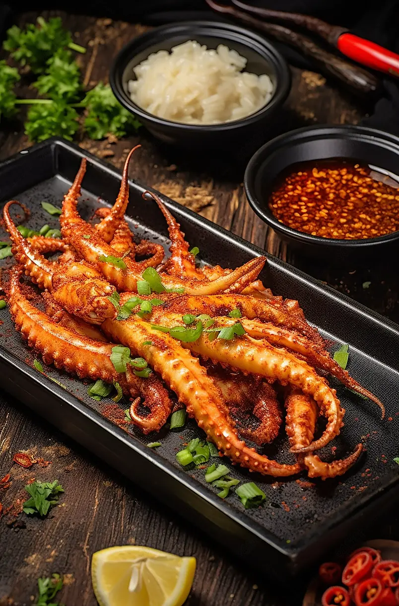 烤章鱼，烤鱿鱼，小吃，美食