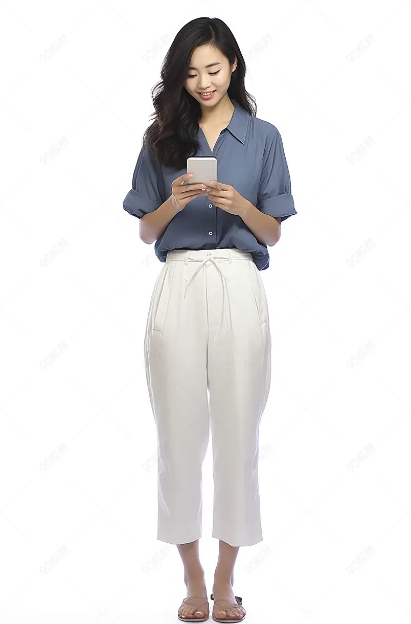 发短信的年轻女士