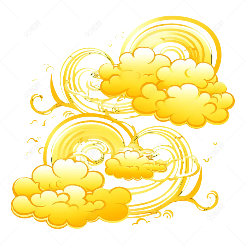 金箔线描烫金云纹祥云元素