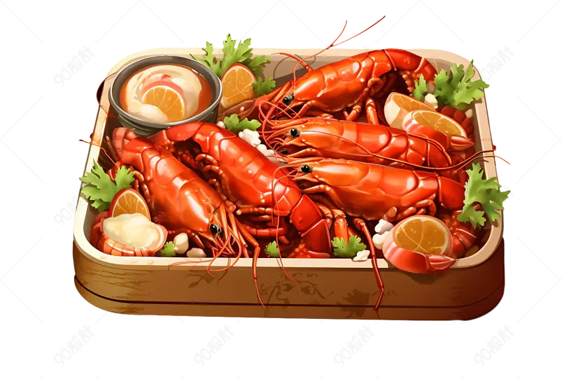 卡通小龙虾快餐元素设计