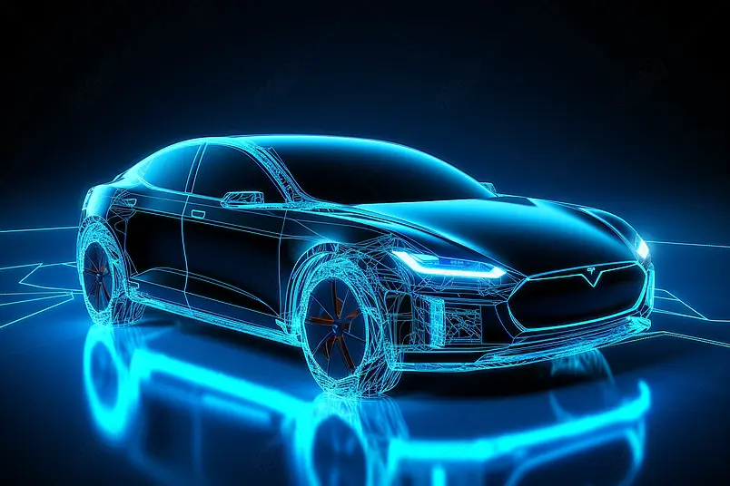 蓝色科技感汽车背景数字艺术