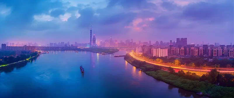 图片海报设计背景广告设计素材元素城市建筑夜景湖面风景区全貌接片图