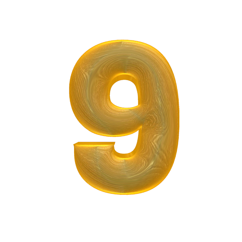 金色立体字9艺术字PNG素材