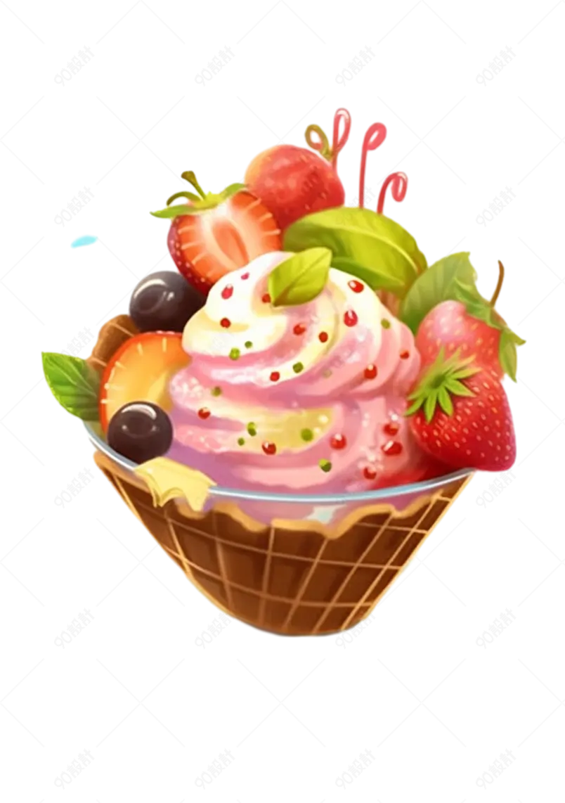 夏季冰爽冰淇淋甜品草莓口味