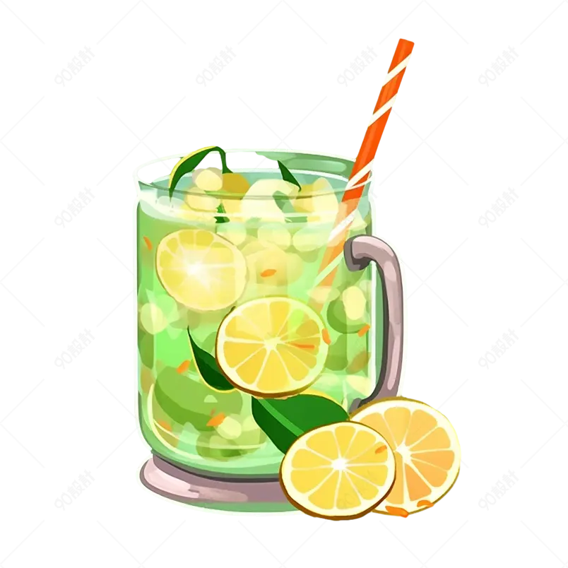 卡通夏季柠檬水凉爽冷饮