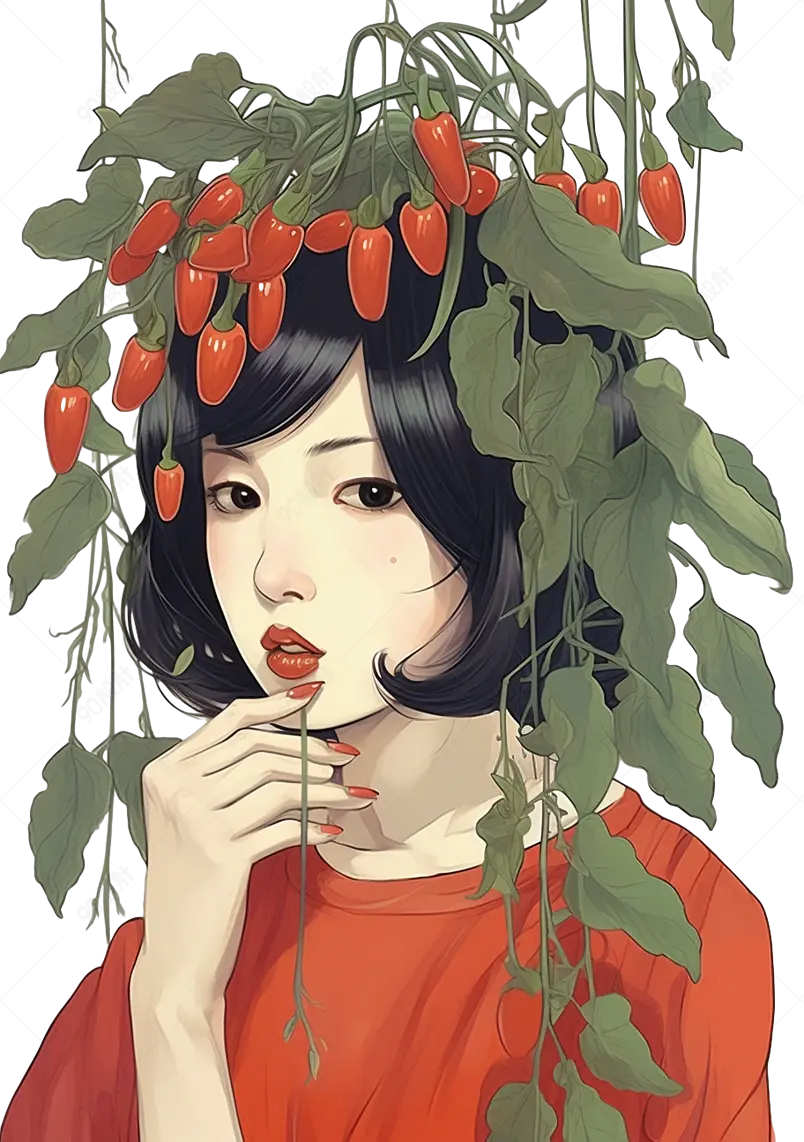 民族风植物女孩元素设计