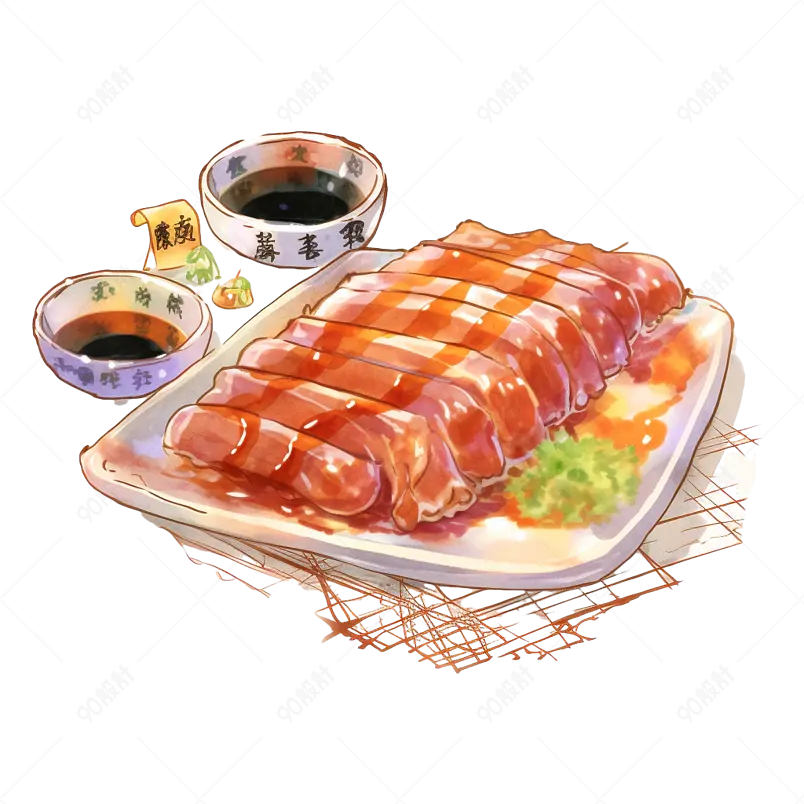 烤肉鸡排美食元素设计