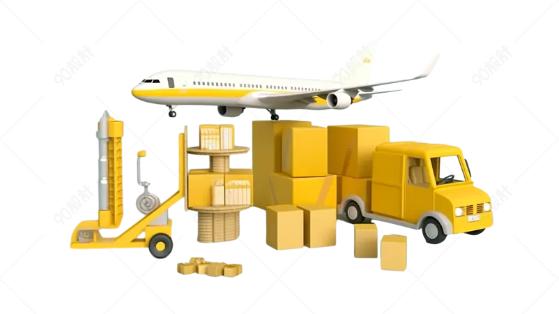 C4D创意立体物流运输交通工具