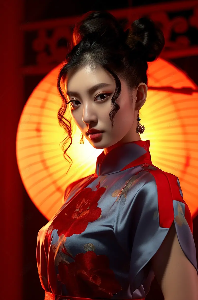 漂亮的年轻国潮女子
