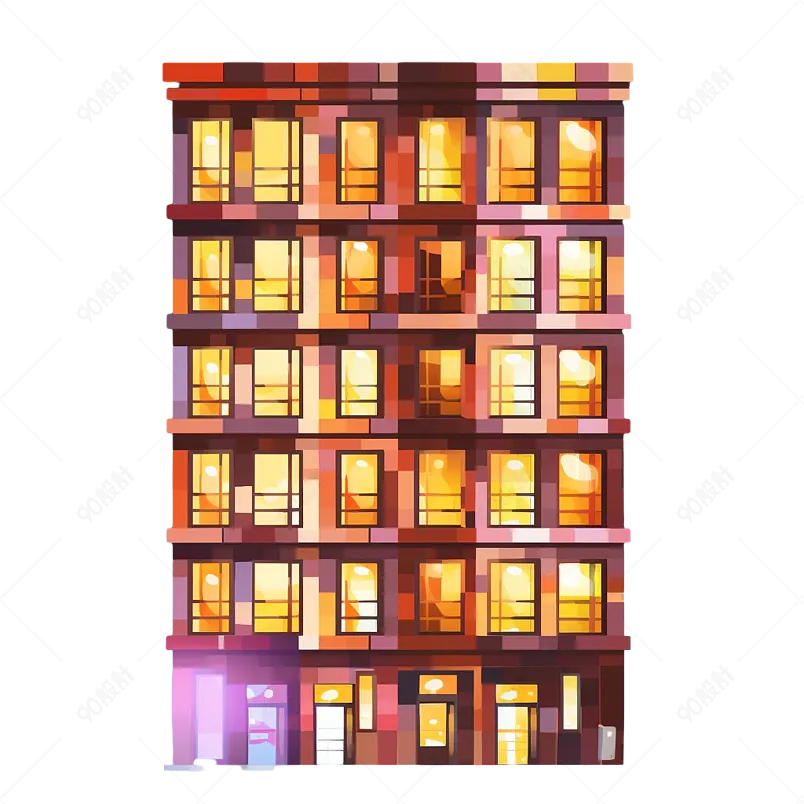 高层居民楼插画元素设计