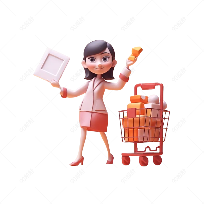 卡通立体超市促销员促销商品