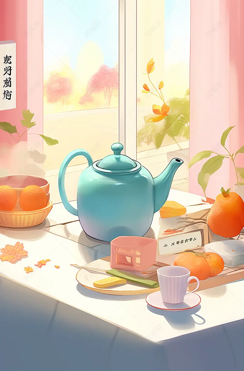 创意海报文艺简约月份十一月你好秋天阳光热茶温馨