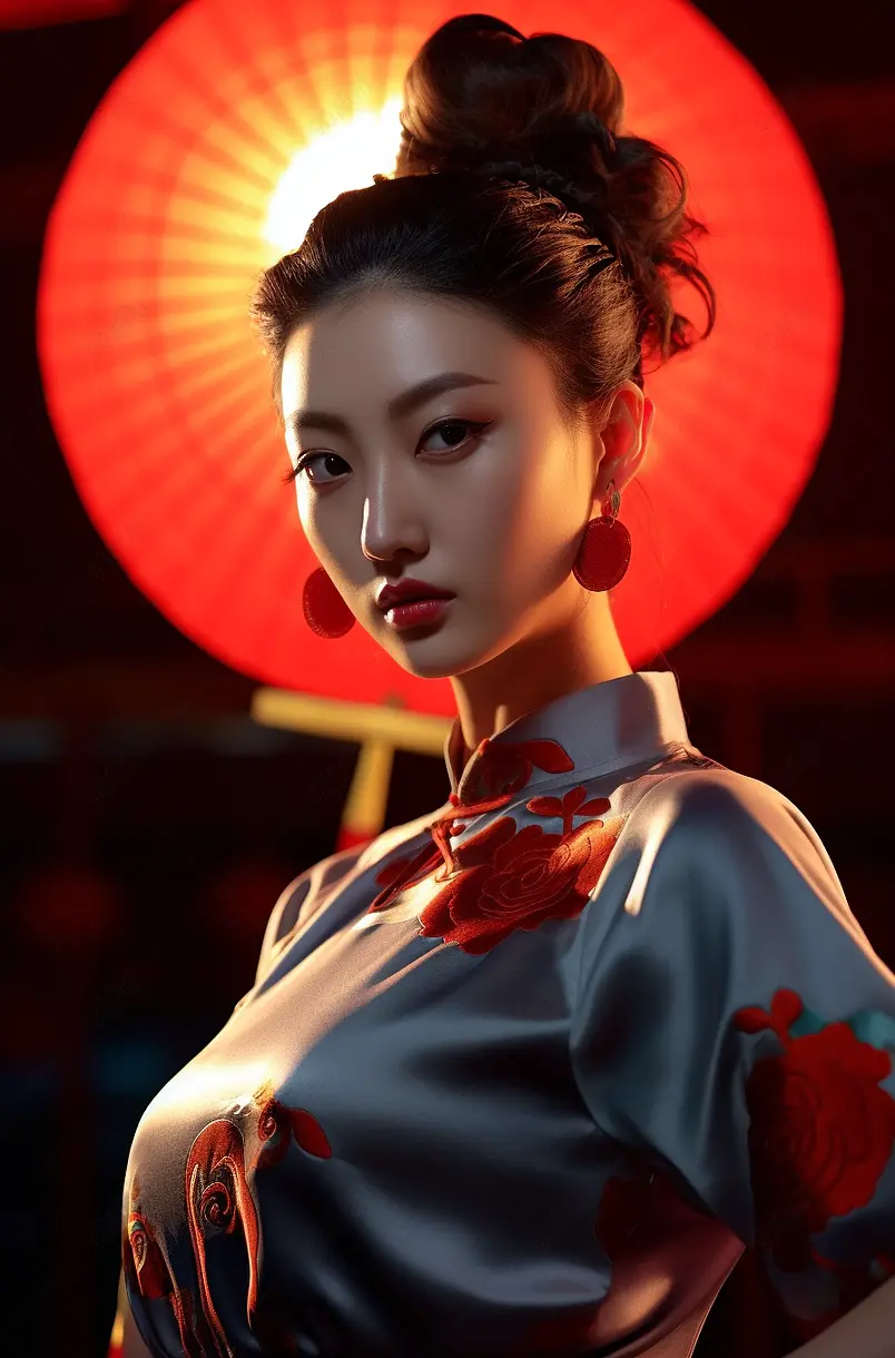 漂亮的年轻国潮女子