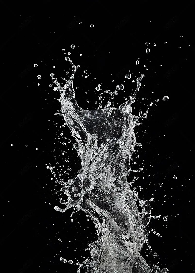 在黑色背景上的人物和抽象形式的水