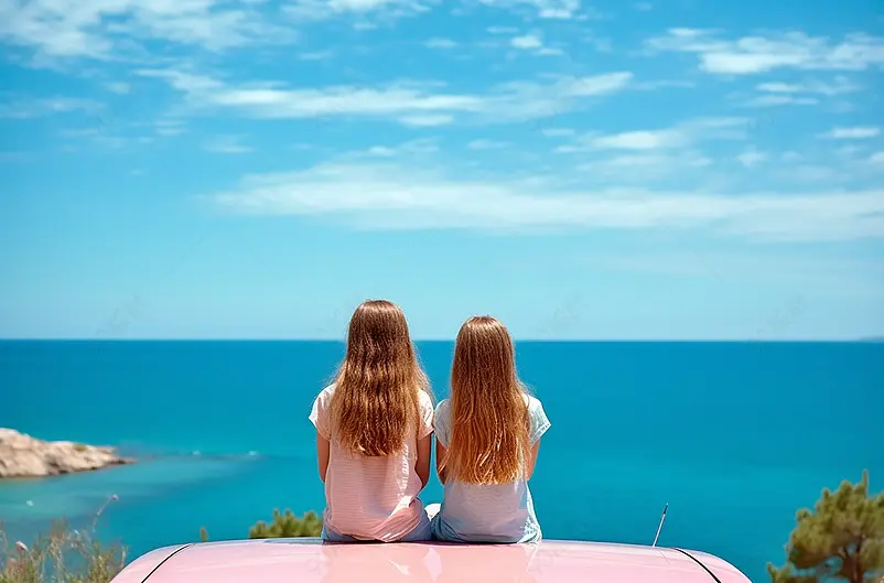 夏天开车旅行和年轻的家庭度假