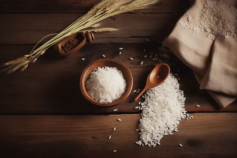 有机大米稻花香农家大米东北大米摄影图