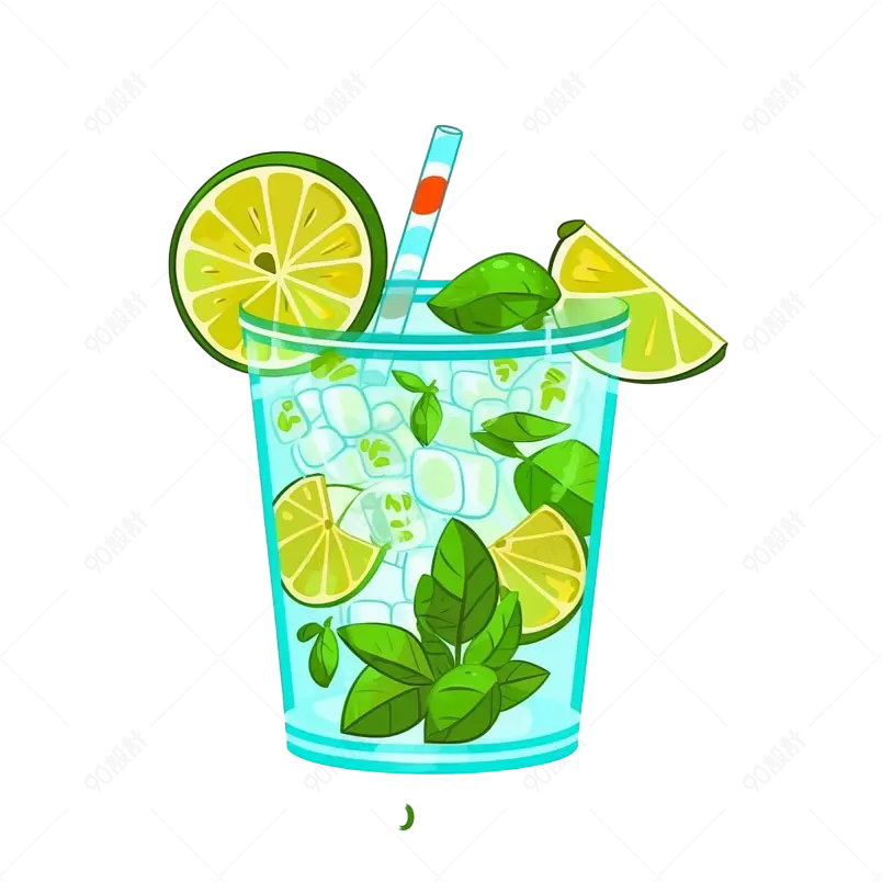 凉爽加冰柠檬水元素