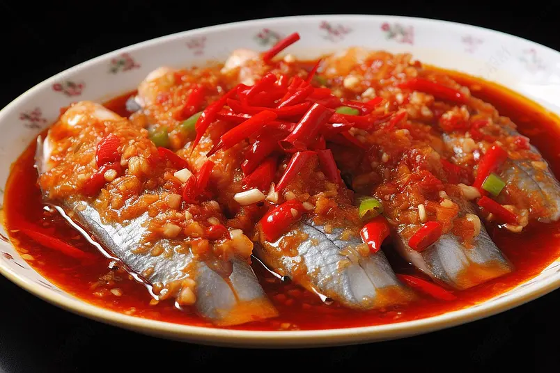 美味鲜辣鱼片蒸鱼片美食摄影餐馆宣传素材