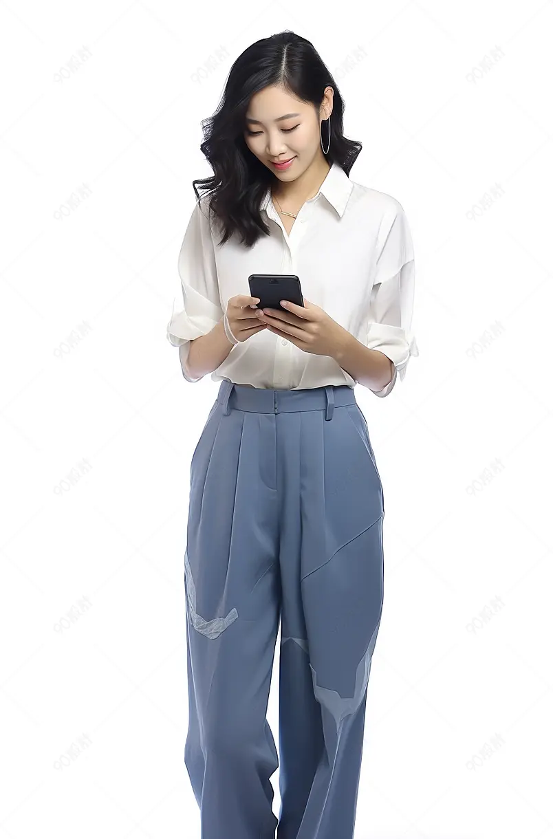 发短信的年轻女士