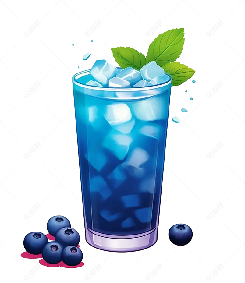 蓝色蓝莓味道的冰爽果茶