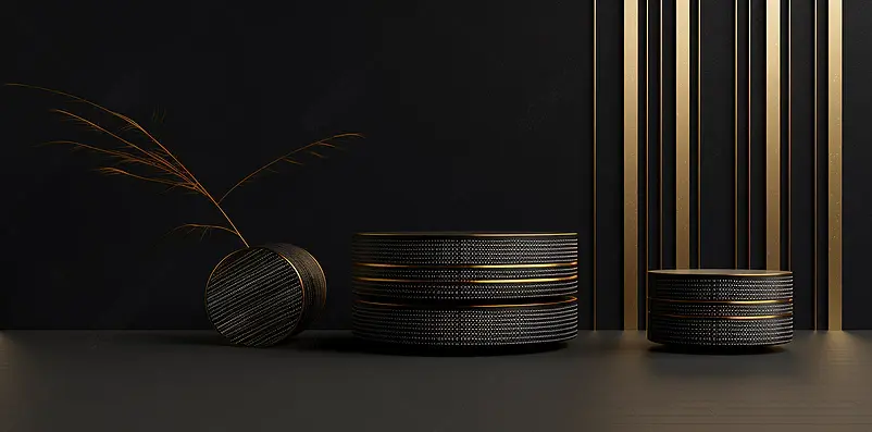 设计素材高清图片黑金色展台