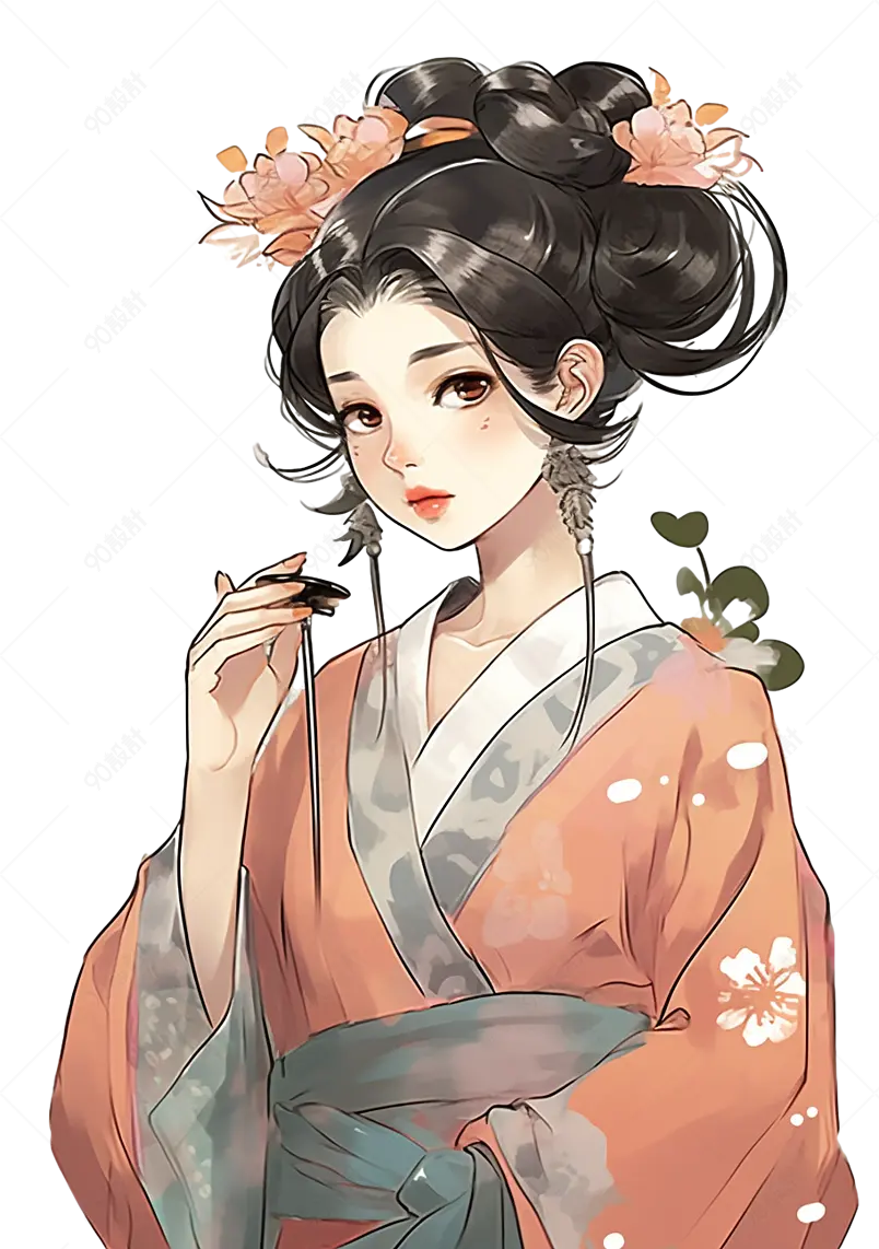 古风美女女子元素设计
