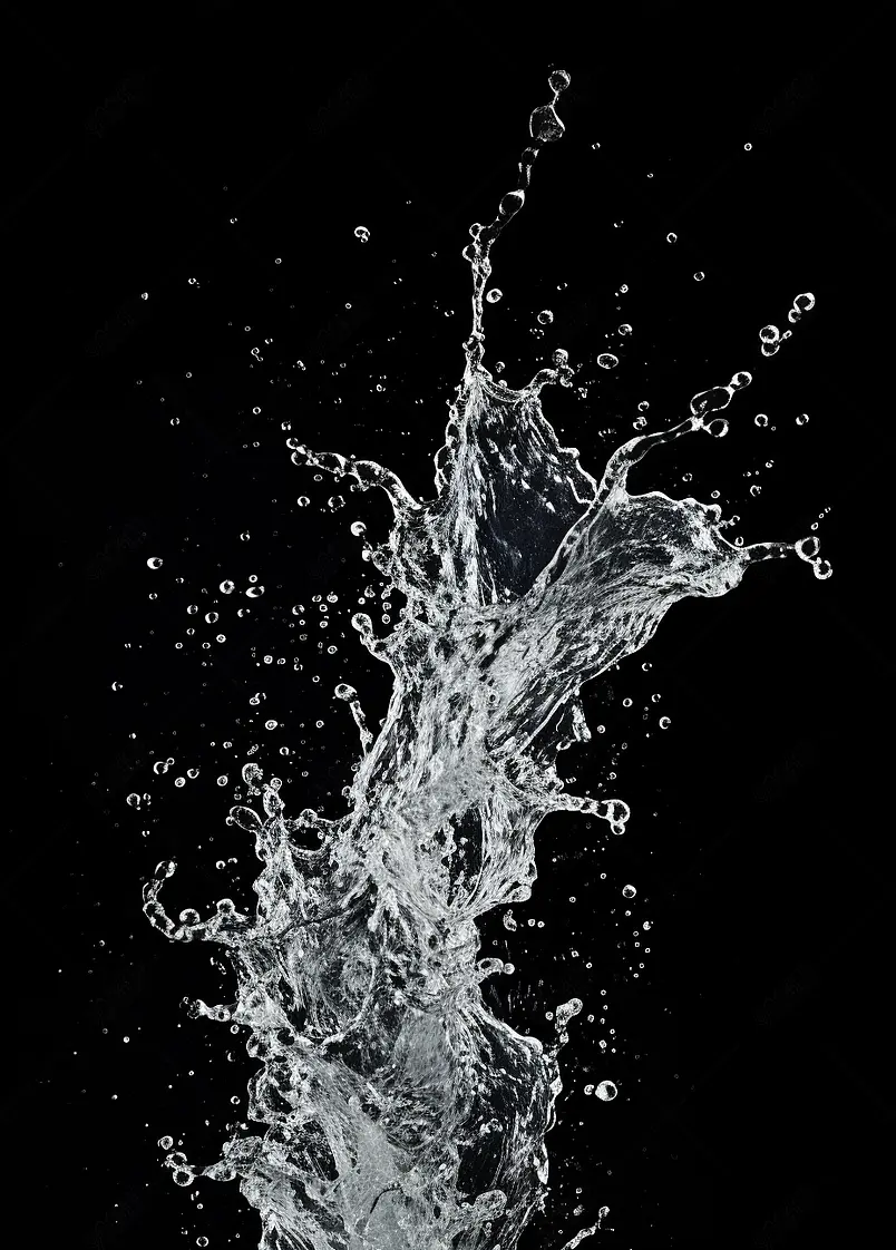 在黑色背景上的人物和抽象形式的水